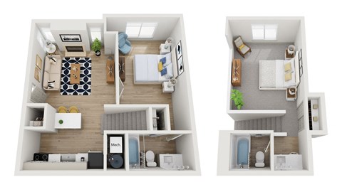 Floor plan for 2 beds, 2 baths, 860 sqft
